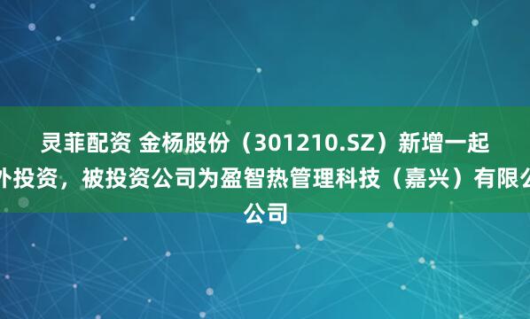 灵菲配资 金杨股份（301210.SZ）新增一起对外投资，被投资公司为盈智热管理科技（嘉兴）有限公司
